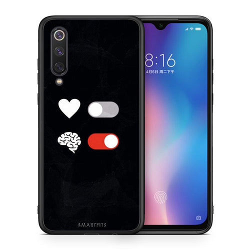 Θήκη Αγίου Βαλεντίνου Xiaomi Mi 9 SE Heart Vs Brain από τη Smartfits με σχέδιο στο πίσω μέρος και μαύρο περίβλημα | Xiaomi Mi 9 SE Heart Vs Brain case with colorful back and black bezels