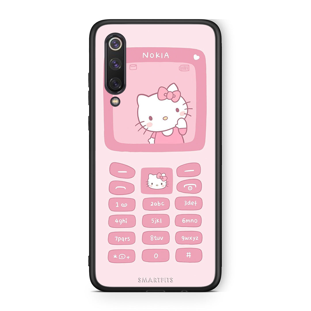 Xiaomi Mi 9 SE Hello Kitten Θήκη Αγίου Βαλεντίνου από τη Smartfits με σχέδιο στο πίσω μέρος και μαύρο περίβλημα | Smartphone case with colorful back and black bezels by Smartfits