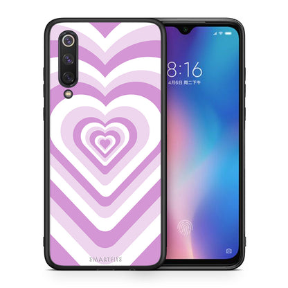 Θήκη Xiaomi Mi 9 SE Lilac Hearts από τη Smartfits με σχέδιο στο πίσω μέρος και μαύρο περίβλημα | Xiaomi Mi 9 SE Lilac Hearts case with colorful back and black bezels