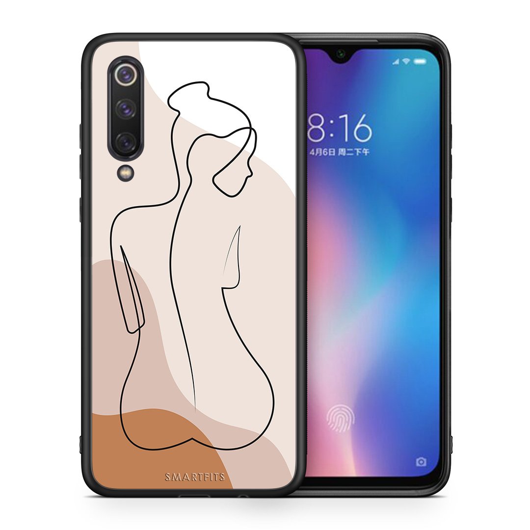 Θήκη Xiaomi Mi 9 SE LineArt Woman από τη Smartfits με σχέδιο στο πίσω μέρος και μαύρο περίβλημα | Xiaomi Mi 9 SE LineArt Woman case with colorful back and black bezels