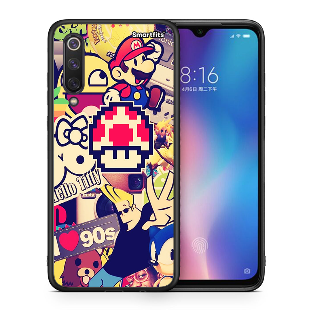 Θήκη Xiaomi Mi 9 SE Love The 90s από τη Smartfits με σχέδιο στο πίσω μέρος και μαύρο περίβλημα | Xiaomi Mi 9 SE Love The 90s case with colorful back and black bezels