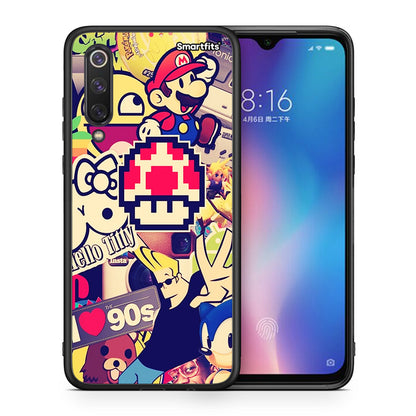 Θήκη Xiaomi Mi 9 SE Love The 90s από τη Smartfits με σχέδιο στο πίσω μέρος και μαύρο περίβλημα | Xiaomi Mi 9 SE Love The 90s case with colorful back and black bezels