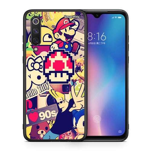Θήκη Xiaomi Mi 9 SE Love The 90s από τη Smartfits με σχέδιο στο πίσω μέρος και μαύρο περίβλημα | Xiaomi Mi 9 SE Love The 90s case with colorful back and black bezels