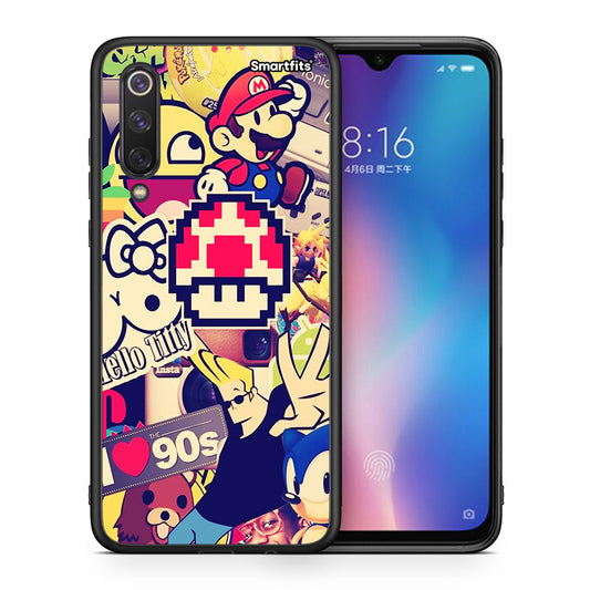 Θήκη Xiaomi Mi 9 SE Love The 90s από τη Smartfits με σχέδιο στο πίσω μέρος και μαύρο περίβλημα | Xiaomi Mi 9 SE Love The 90s case with colorful back and black bezels