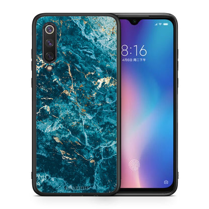 Θήκη Xiaomi Mi 9 SE Marble Blue από τη Smartfits με σχέδιο στο πίσω μέρος και μαύρο περίβλημα | Xiaomi Mi 9 SE Marble Blue case with colorful back and black bezels