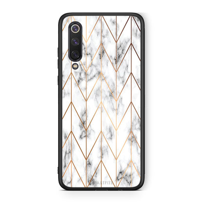 44 - Xiaomi Mi 9 SE  Gold Geometric Marble case, cover, bumper