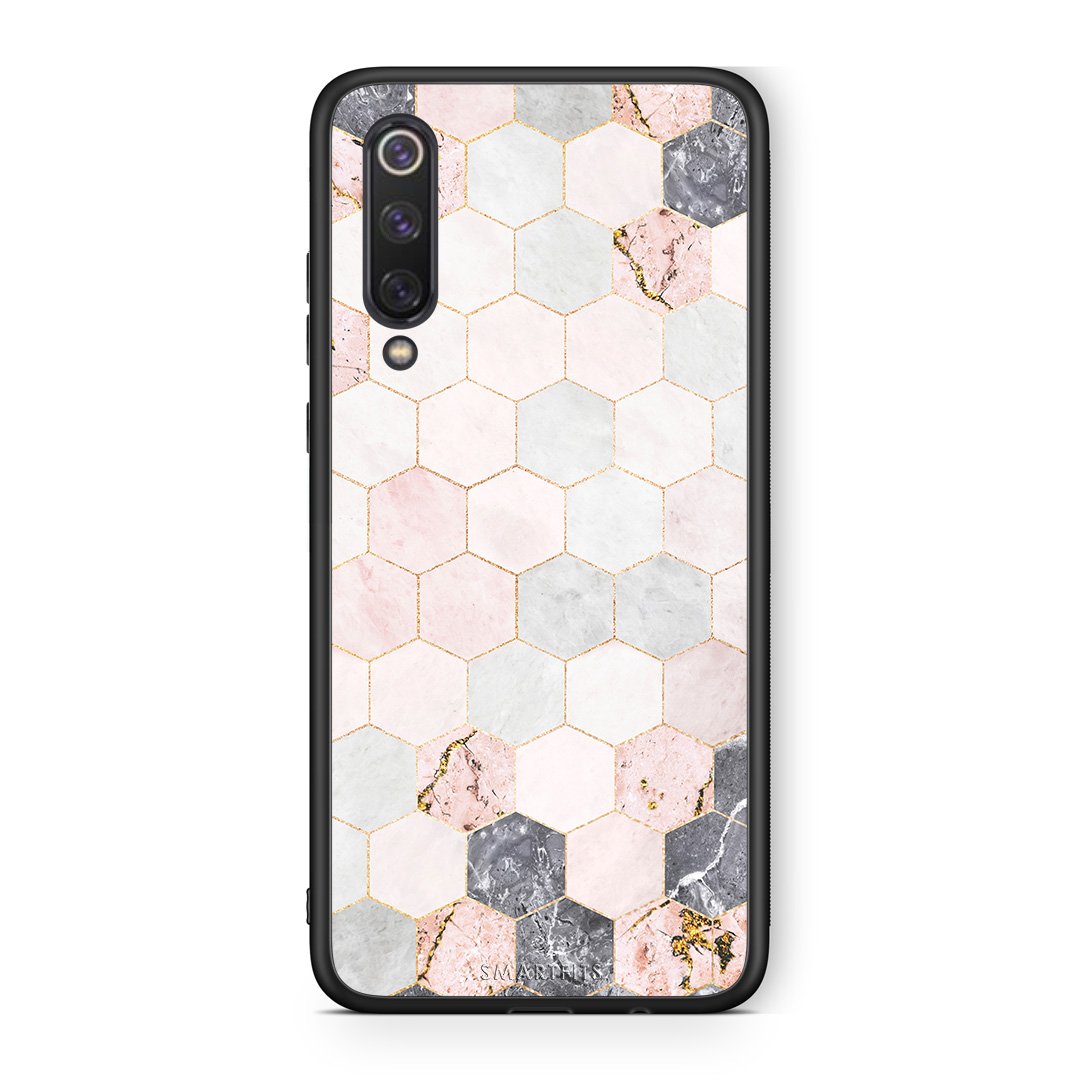 4 - Xiaomi Mi 9 SE Hexagon Pink Marble case, cover, bumper