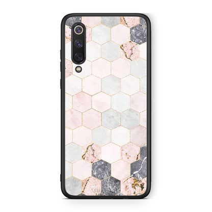 4 - Xiaomi Mi 9 SE Hexagon Pink Marble case, cover, bumper