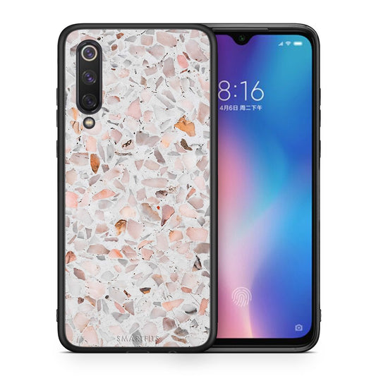 Θήκη Xiaomi Mi 9 SE Marble Terrazzo από τη Smartfits με σχέδιο στο πίσω μέρος και μαύρο περίβλημα | Xiaomi Mi 9 SE Marble Terrazzo case with colorful back and black bezels