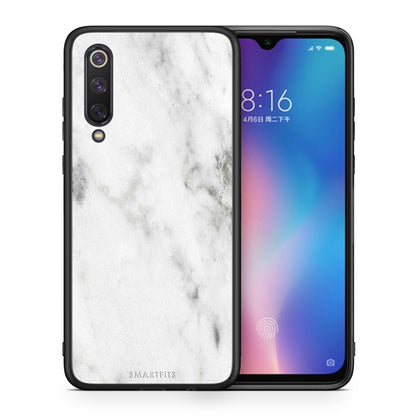 Θήκη Xiaomi Mi 9 SE White Marble από τη Smartfits με σχέδιο στο πίσω μέρος και μαύρο περίβλημα | Xiaomi Mi 9 SE White Marble case with colorful back and black bezels