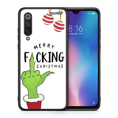 Θήκη Xiaomi Mi 9 SE Merry F Xmas από τη Smartfits με σχέδιο στο πίσω μέρος και μαύρο περίβλημα | Xiaomi Mi 9 SE Merry F Xmas case with colorful back and black bezels