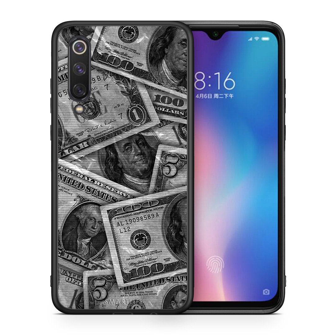 Θήκη Xiaomi Mi 9 SE Money Dollars από τη Smartfits με σχέδιο στο πίσω μέρος και μαύρο περίβλημα | Xiaomi Mi 9 SE Money Dollars case with colorful back and black bezels