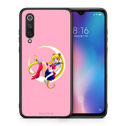 Θήκη Xiaomi Mi 9 SE Moon Girl από τη Smartfits με σχέδιο στο πίσω μέρος και μαύρο περίβλημα | Xiaomi Mi 9 SE Moon Girl case with colorful back and black bezels