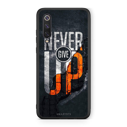 Xiaomi Mi 9 SE Never Give Up Θήκη Αγίου Βαλεντίνου από τη Smartfits με σχέδιο στο πίσω μέρος και μαύρο περίβλημα | Smartphone case with colorful back and black bezels by Smartfits