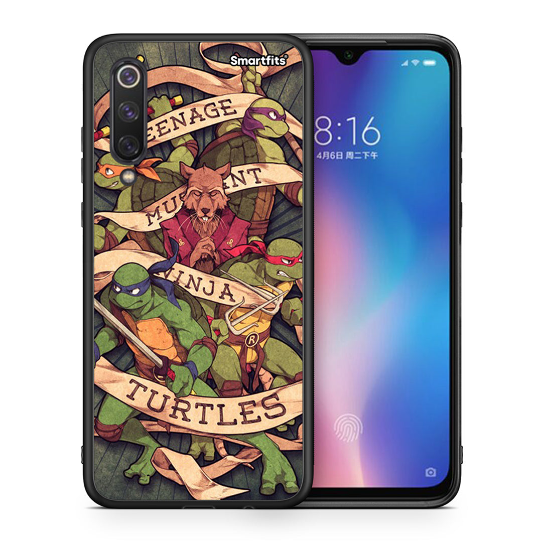 Θήκη Xiaomi Mi 9 SE Ninja Turtles από τη Smartfits με σχέδιο στο πίσω μέρος και μαύρο περίβλημα | Xiaomi Mi 9 SE Ninja Turtles case with colorful back and black bezels