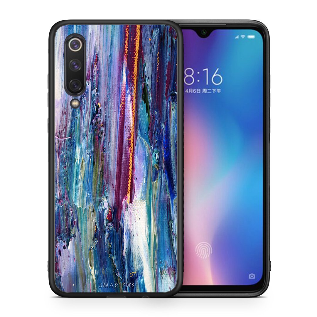 Θήκη Xiaomi Mi 9 SE Winter Paint από τη Smartfits με σχέδιο στο πίσω μέρος και μαύρο περίβλημα | Xiaomi Mi 9 SE Winter Paint case with colorful back and black bezels
