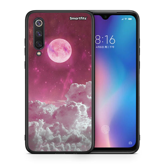 Θήκη Xiaomi Mi 9 SE Pink Moon από τη Smartfits με σχέδιο στο πίσω μέρος και μαύρο περίβλημα | Xiaomi Mi 9 SE Pink Moon case with colorful back and black bezels