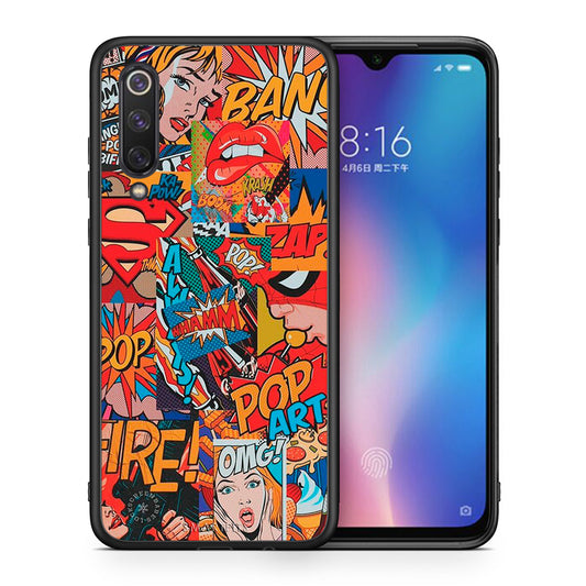 Θήκη Xiaomi Mi 9 SE PopArt OMG από τη Smartfits με σχέδιο στο πίσω μέρος και μαύρο περίβλημα | Xiaomi Mi 9 SE PopArt OMG case with colorful back and black bezels