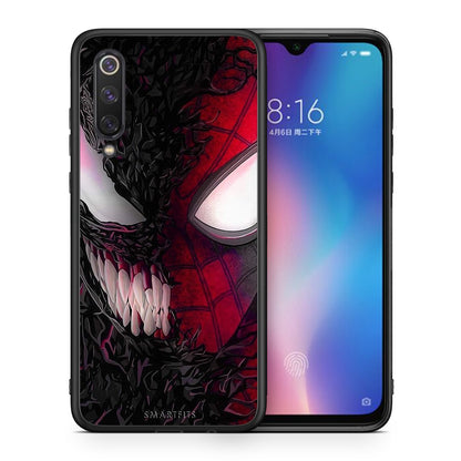 Θήκη Xiaomi Mi 9 SE SpiderVenom PopArt από τη Smartfits με σχέδιο στο πίσω μέρος και μαύρο περίβλημα | Xiaomi Mi 9 SE SpiderVenom PopArt case with colorful back and black bezels