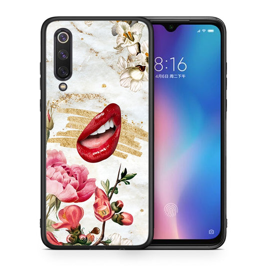 Θήκη Xiaomi Mi 9 SE Red Lips από τη Smartfits με σχέδιο στο πίσω μέρος και μαύρο περίβλημα | Xiaomi Mi 9 SE Red Lips case with colorful back and black bezels