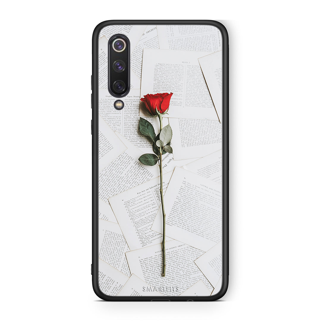 Xiaomi Mi 9 SE Red Rose θήκη από τη Smartfits με σχέδιο στο πίσω μέρος και μαύρο περίβλημα | Smartphone case with colorful back and black bezels by Smartfits