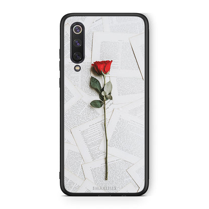 Xiaomi Mi 9 SE Red Rose θήκη από τη Smartfits με σχέδιο στο πίσω μέρος και μαύρο περίβλημα | Smartphone case with colorful back and black bezels by Smartfits