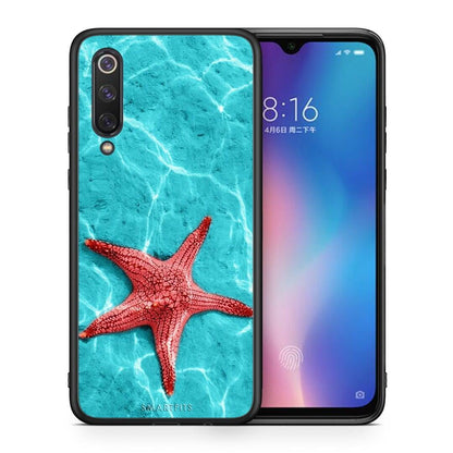Θήκη Xiaomi Mi 9 SE Red Starfish από τη Smartfits με σχέδιο στο πίσω μέρος και μαύρο περίβλημα | Xiaomi Mi 9 SE Red Starfish case with colorful back and black bezels