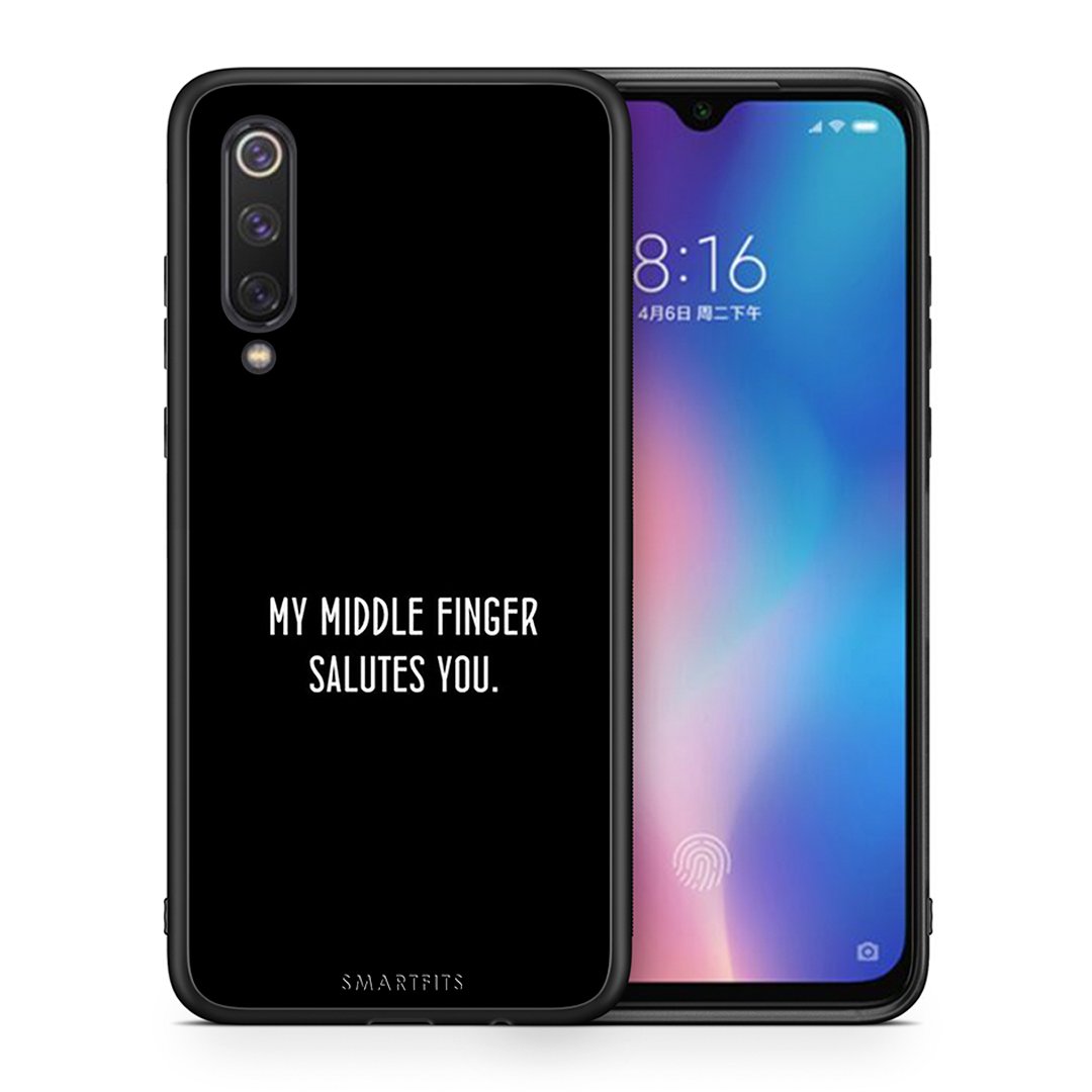 Θήκη Xiaomi Mi 9 SE Salute από τη Smartfits με σχέδιο στο πίσω μέρος και μαύρο περίβλημα | Xiaomi Mi 9 SE Salute case with colorful back and black bezels