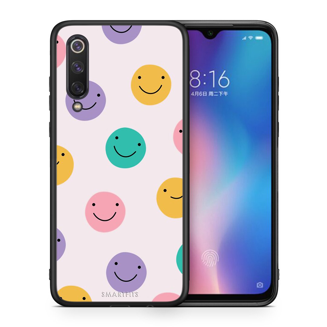 Θήκη Xiaomi Mi 9 SE Smiley Faces από τη Smartfits με σχέδιο στο πίσω μέρος και μαύρο περίβλημα | Xiaomi Mi 9 SE Smiley Faces case with colorful back and black bezels