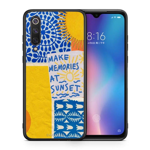 Θήκη Xiaomi Mi 9 SE Sunset Memories από τη Smartfits με σχέδιο στο πίσω μέρος και μαύρο περίβλημα | Xiaomi Mi 9 SE Sunset Memories case with colorful back and black bezels