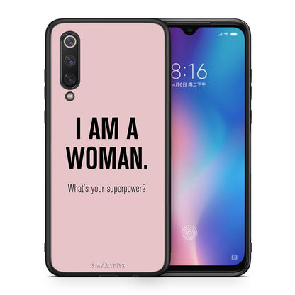 Θήκη Xiaomi Mi 9 SE Superpower Woman από τη Smartfits με σχέδιο στο πίσω μέρος και μαύρο περίβλημα | Xiaomi Mi 9 SE Superpower Woman case with colorful back and black bezels