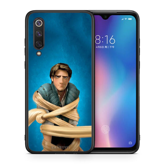 Θήκη Αγίου Βαλεντίνου Xiaomi Mi 9 SE Tangled 1 από τη Smartfits με σχέδιο στο πίσω μέρος και μαύρο περίβλημα | Xiaomi Mi 9 SE Tangled 1 case with colorful back and black bezels