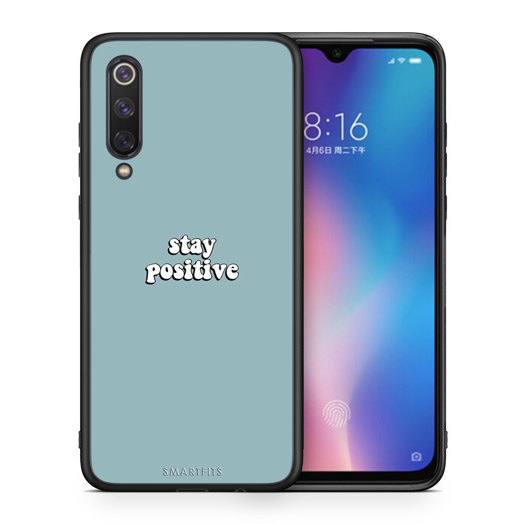 Θήκη Xiaomi Mi 9 SE Positive Text από τη Smartfits με σχέδιο στο πίσω μέρος και μαύρο περίβλημα | Xiaomi Mi 9 SE Positive Text case with colorful back and black bezels