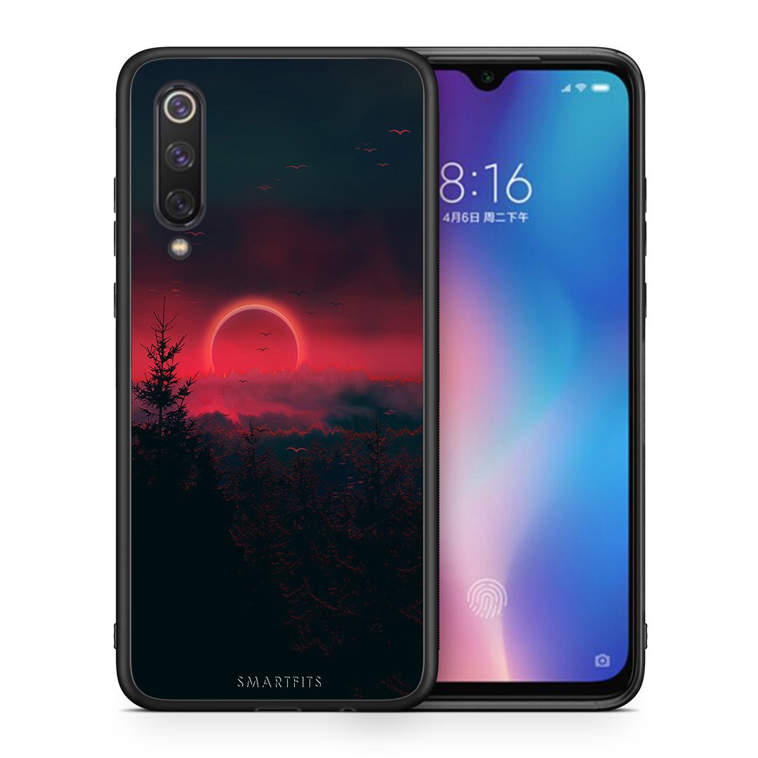 Θήκη Xiaomi Mi 9 SE Sunset Tropic από τη Smartfits με σχέδιο στο πίσω μέρος και μαύρο περίβλημα | Xiaomi Mi 9 SE Sunset Tropic case with colorful back and black bezels