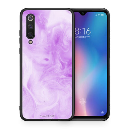 Θήκη Xiaomi Mi 9 SE Lavender Watercolor από τη Smartfits με σχέδιο στο πίσω μέρος και μαύρο περίβλημα | Xiaomi Mi 9 SE Lavender Watercolor case with colorful back and black bezels