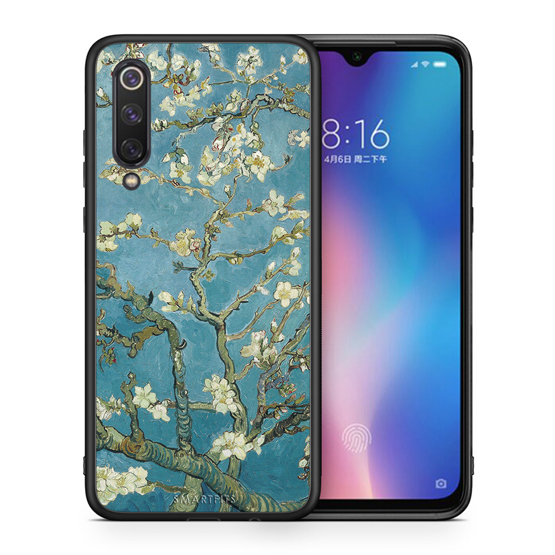 Θήκη Xiaomi Mi 9 SE White Blossoms από τη Smartfits με σχέδιο στο πίσω μέρος και μαύρο περίβλημα | Xiaomi Mi 9 SE White Blossoms case with colorful back and black bezels