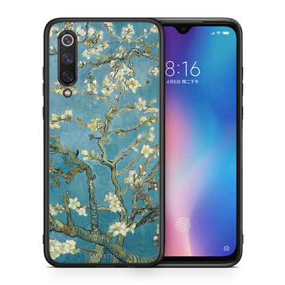 Θήκη Xiaomi Mi 9 SE White Blossoms από τη Smartfits με σχέδιο στο πίσω μέρος και μαύρο περίβλημα | Xiaomi Mi 9 SE White Blossoms case with colorful back and black bezels