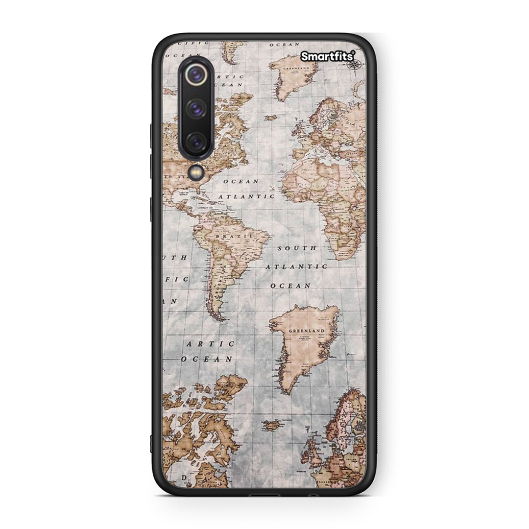 Xiaomi Mi 9 SE World Map Θήκη από τη Smartfits με σχέδιο στο πίσω μέρος και μαύρο περίβλημα | Smartphone case with colorful back and black bezels by Smartfits