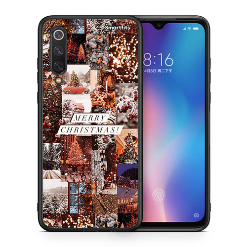 Θήκη Xiaomi Mi 9 SE Xmas Collage από τη Smartfits με σχέδιο στο πίσω μέρος και μαύρο περίβλημα | Xiaomi Mi 9 SE Xmas Collage case with colorful back and black bezels