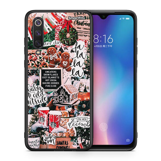 Θήκη Xiaomi Mi 9 SE Xmas Habbits από τη Smartfits με σχέδιο στο πίσω μέρος και μαύρο περίβλημα | Xiaomi Mi 9 SE Xmas Habbits case with colorful back and black bezels
