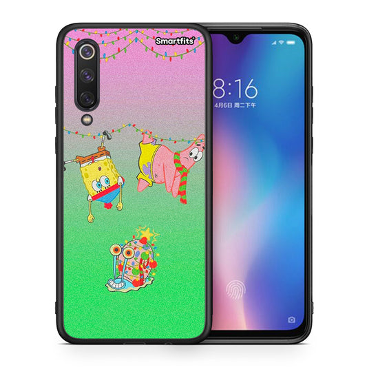 Θήκη Xiaomi Mi 9 SE Xmas Lights από τη Smartfits με σχέδιο στο πίσω μέρος και μαύρο περίβλημα | Xiaomi Mi 9 SE Xmas Lights case with colorful back and black bezels