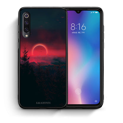 Θήκη Xiaomi Mi 9 Sunset Tropic από τη Smartfits με σχέδιο στο πίσω μέρος και μαύρο περίβλημα | Xiaomi Mi 9 Sunset Tropic case with colorful back and black bezels