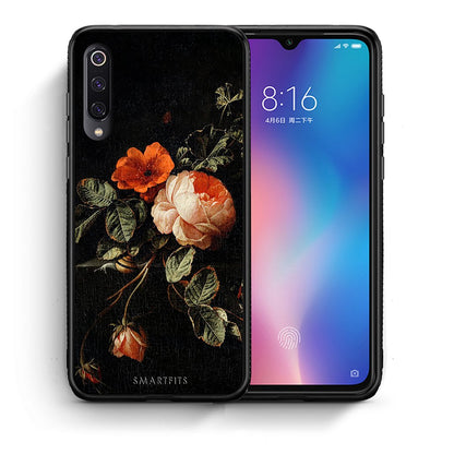 Θήκη Xiaomi Mi 9 Vintage Roses από τη Smartfits με σχέδιο στο πίσω μέρος και μαύρο περίβλημα | Xiaomi Mi 9 Vintage Roses case with colorful back and black bezels