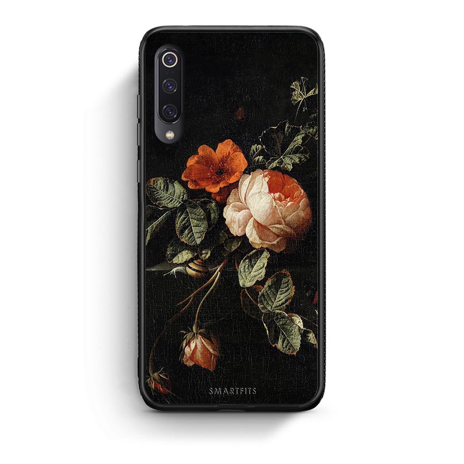 Xiaomi Mi 9 Vintage Roses θήκη από τη Smartfits με σχέδιο στο πίσω μέρος και μαύρο περίβλημα | Smartphone case with colorful back and black bezels by Smartfits