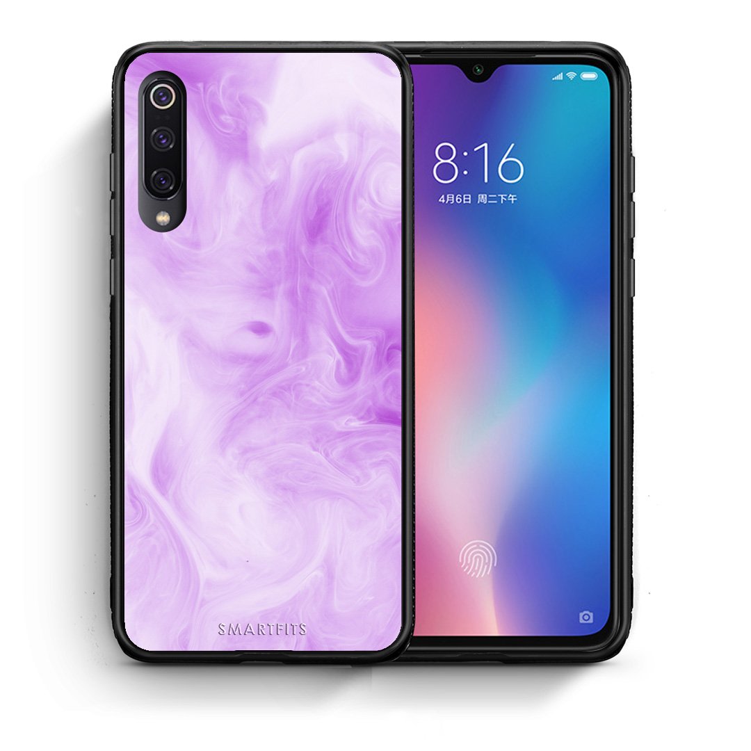 Θήκη Xiaomi Mi 9 Lavender Watercolor από τη Smartfits με σχέδιο στο πίσω μέρος και μαύρο περίβλημα | Xiaomi Mi 9 Lavender Watercolor case with colorful back and black bezels