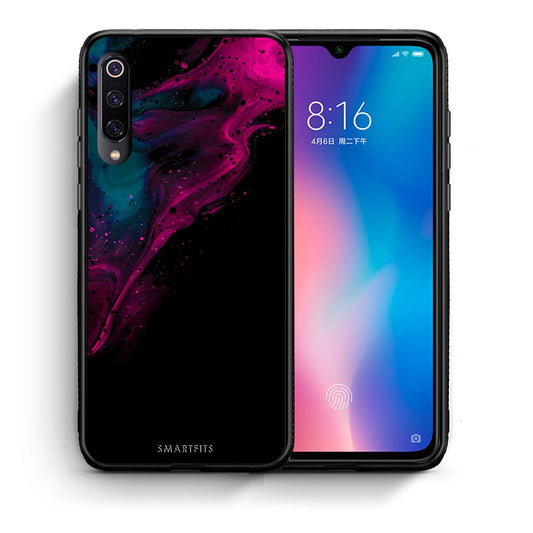 Θήκη Xiaomi Mi 9 Pink Black Watercolor από τη Smartfits με σχέδιο στο πίσω μέρος και μαύρο περίβλημα | Xiaomi Mi 9 Pink Black Watercolor case with colorful back and black bezels