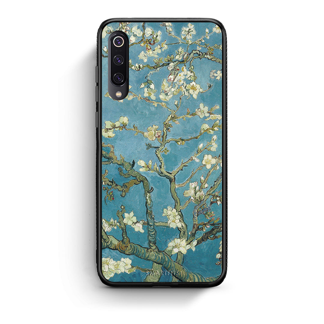 Xiaomi Mi 9 White Blossoms θήκη από τη Smartfits με σχέδιο στο πίσω μέρος και μαύρο περίβλημα | Smartphone case with colorful back and black bezels by Smartfits