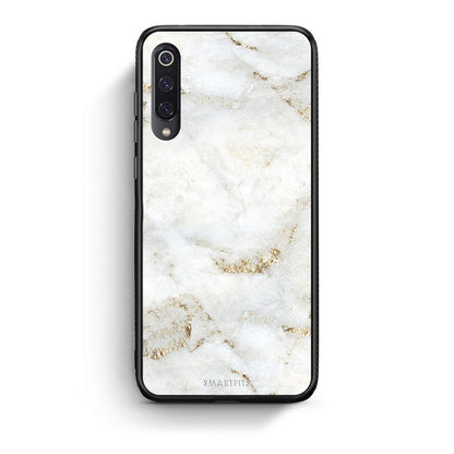 Xiaomi Mi 9 White Gold Marble θήκη από τη Smartfits με σχέδιο στο πίσω μέρος και μαύρο περίβλημα | Smartphone case with colorful back and black bezels by Smartfits