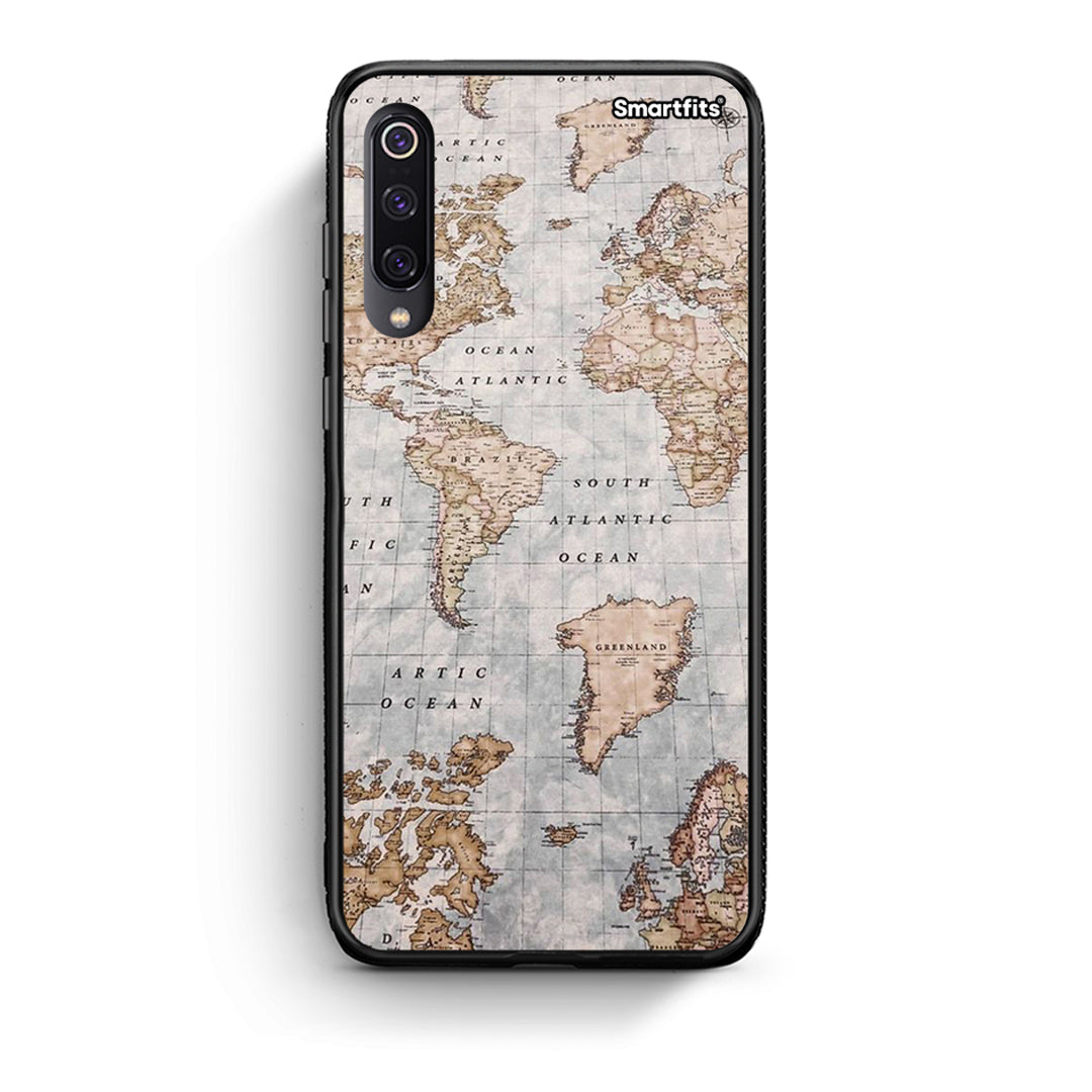 Xiaomi Mi 9 World Map Θήκη από τη Smartfits με σχέδιο στο πίσω μέρος και μαύρο περίβλημα | Smartphone case with colorful back and black bezels by Smartfits