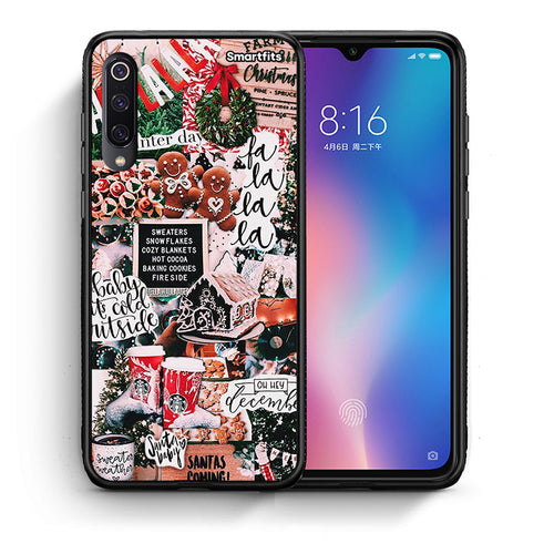 Θήκη Xiaomi Mi 9 Xmas Habbits από τη Smartfits με σχέδιο στο πίσω μέρος και μαύρο περίβλημα | Xiaomi Mi 9 Xmas Habbits case with colorful back and black bezels